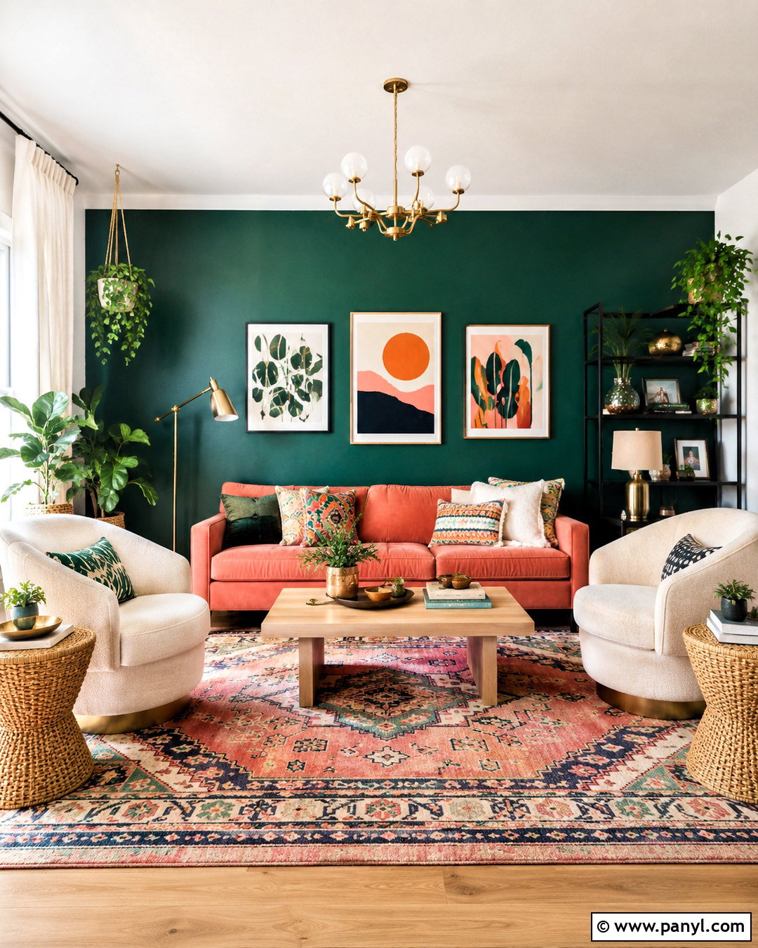 Dark Green And Coral Living Room - 20 dark green living room color scheme ideas