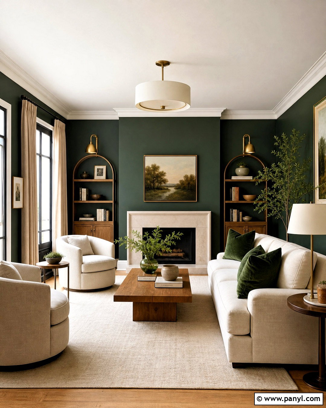 Dark Green And Cream Living Room - 20 moody green living room ideas