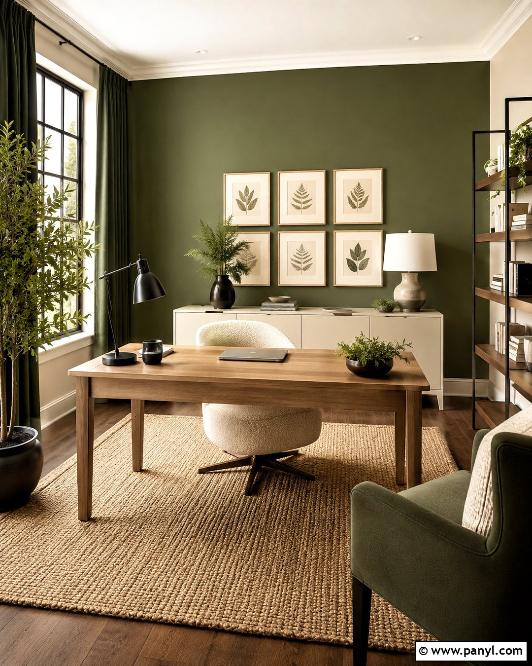 Dark Green And Cream Office - 20 dark green office ideas