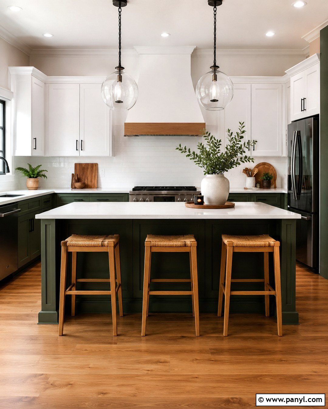 Dark Green And Crisp White Walls - 20 Wall Color Combination With Green Ideas
