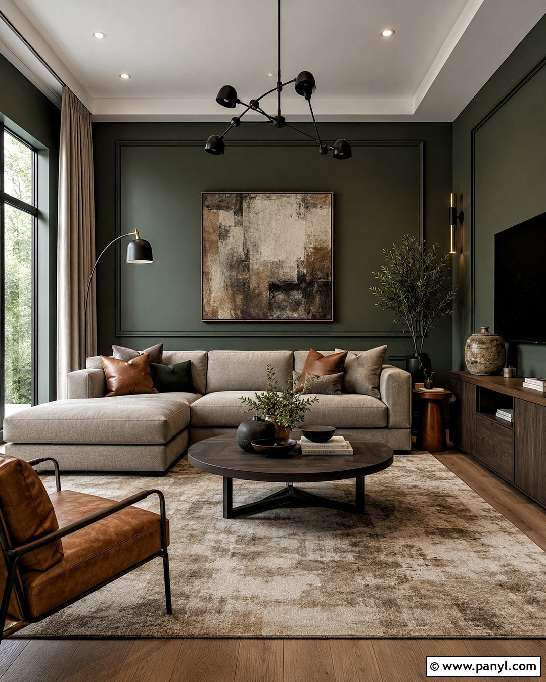Dark Green And Greige Living Room - 20 dark green living room color scheme ideas