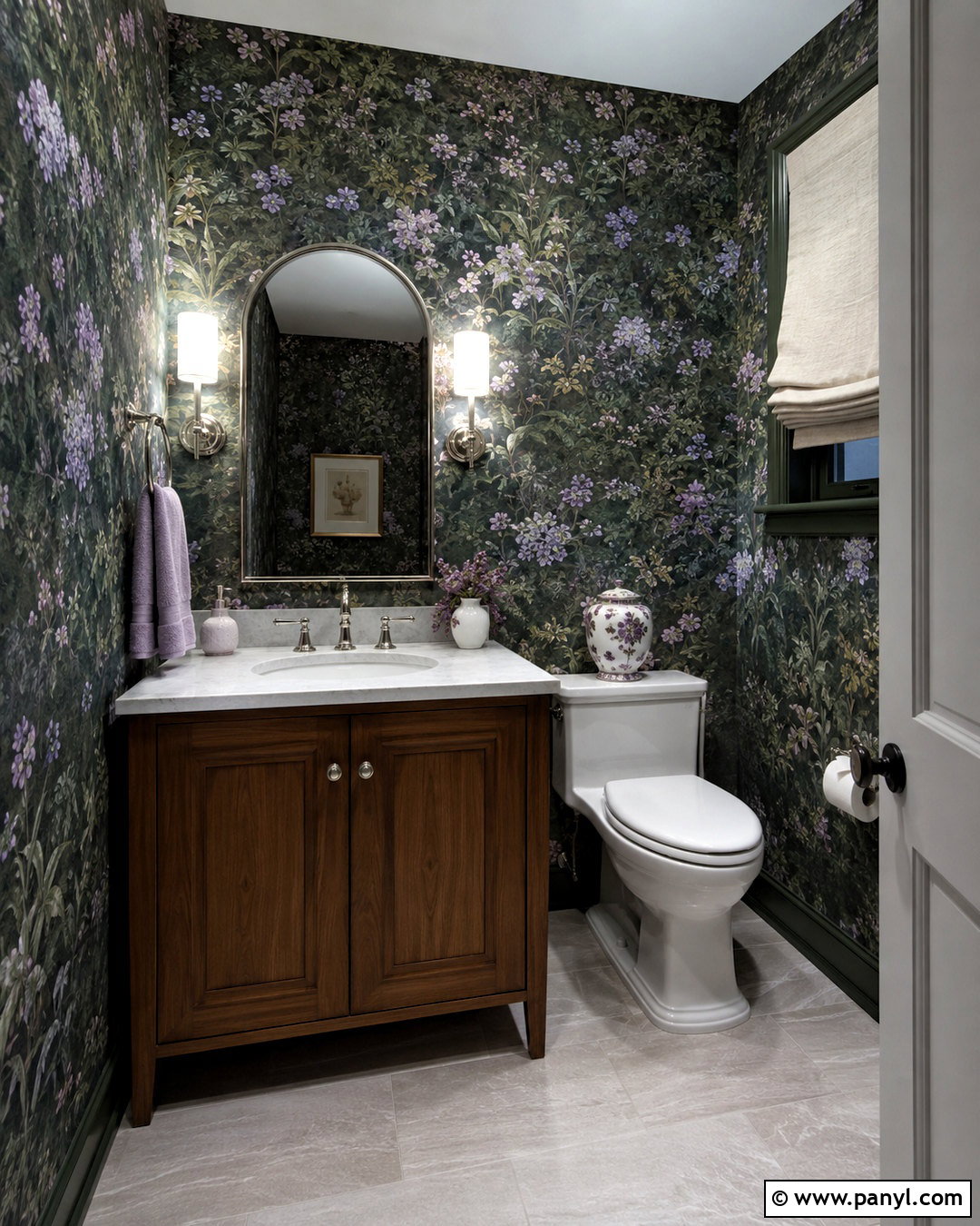 Dark Green And Lavender Powder Room - 20 dark green color scheme ideas