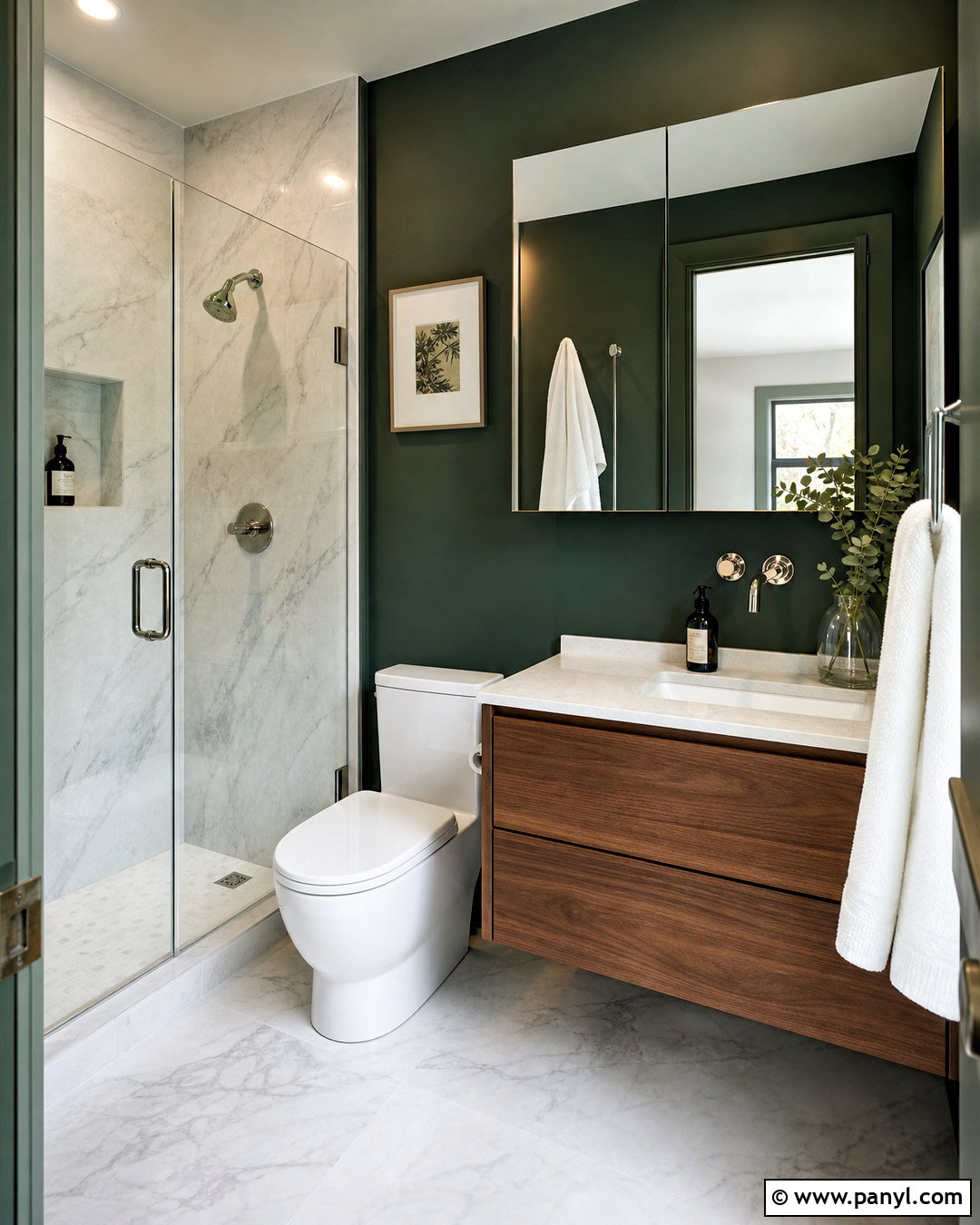 Dark Green And Marble Bathroom - 20 small dark green bathroom ideas