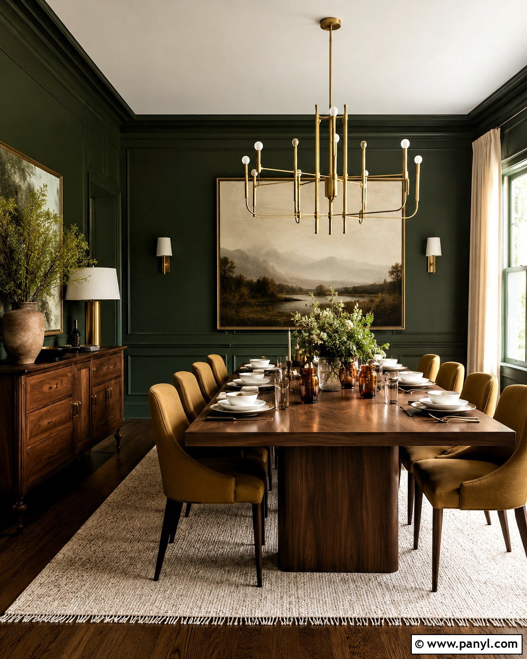 Dark Green And Mustard Dining Room - 20 dark green color scheme ideas