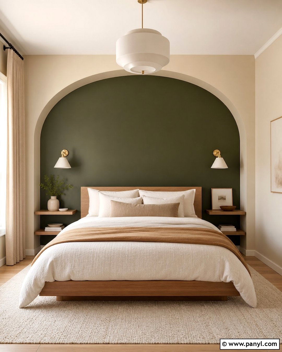 Dark Green And Natural Linen Two Tone Wall - 35 2 Tone Wall Paint Ideas