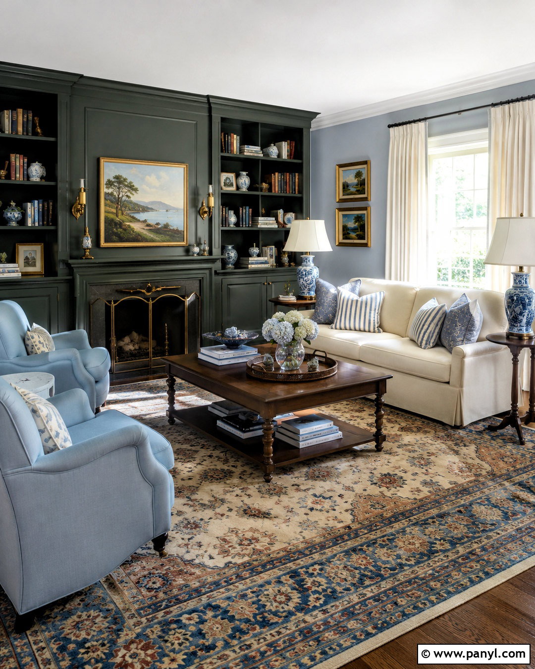 Dark Green And Powder Blue Living Room - 20 dark green living room color scheme ideas