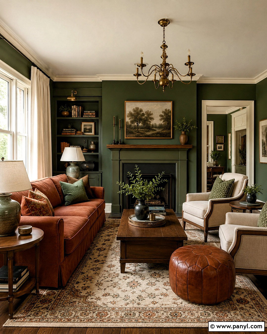 Dark Green And Rust Living Room - 20 dark green color scheme ideas