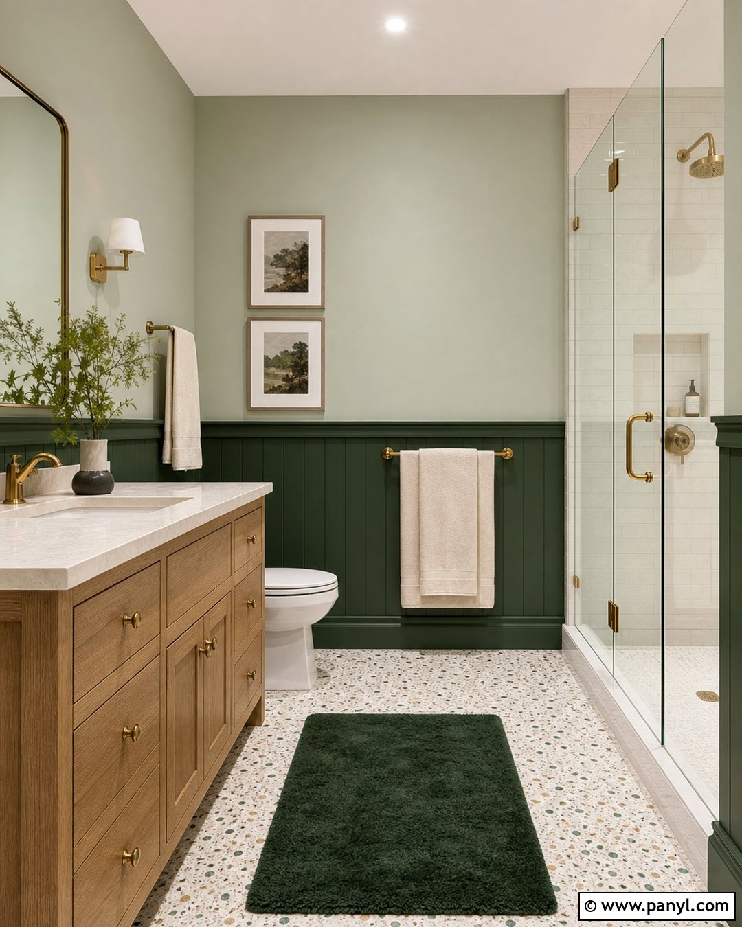 Dark Green And Sage Bathroom Walls - 30 Two Toned Bathroom Walls