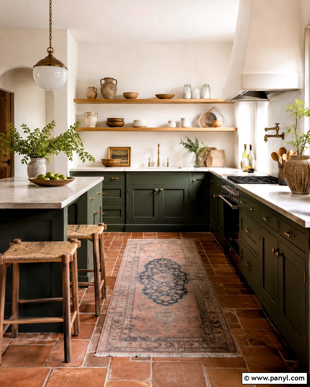 Dark Green And Terracotta Kitchen - 20 dark green color scheme ideas