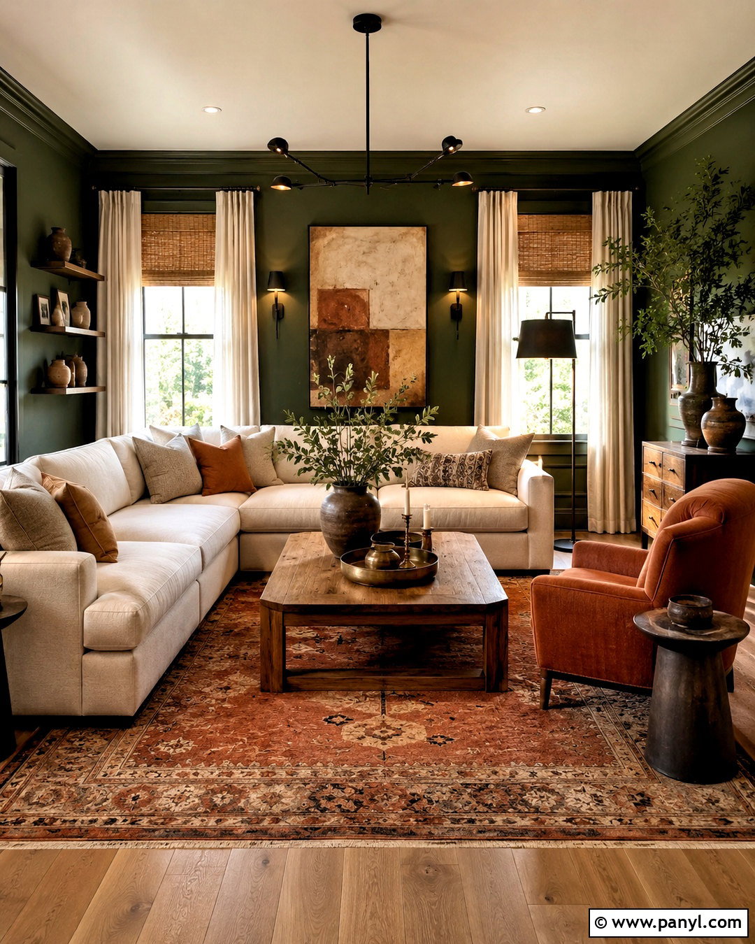 Dark Green And Terracotta Living Room - 20 dark green living room color scheme ideas