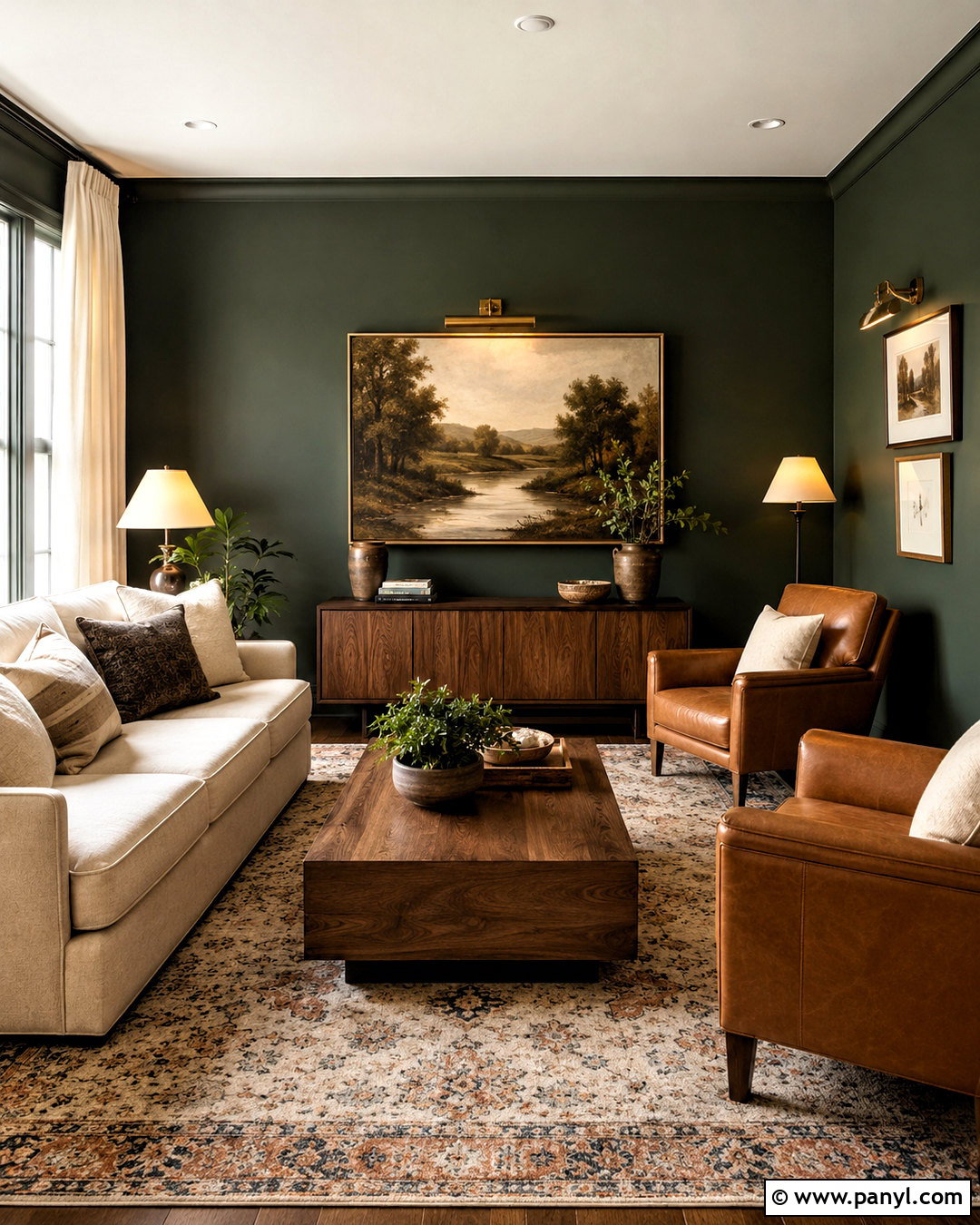 Dark Green And Walnut Living Room - 20 dark green living room color scheme ideas