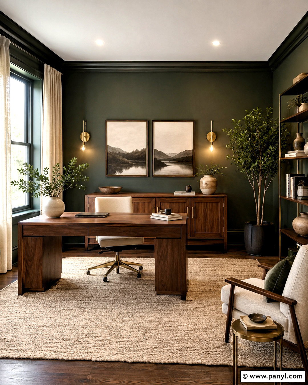 Dark Green And Walnut Office - 20 dark green office ideas
