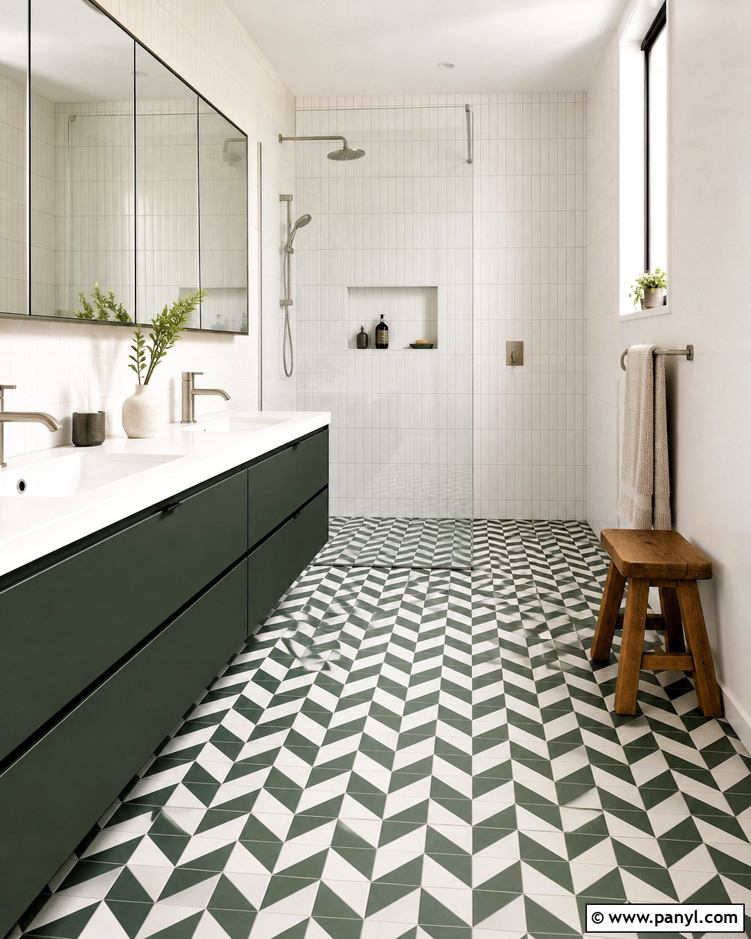 Dark Green And White Bathroom Floor Tile - 20 dark green and white bathroom ideas