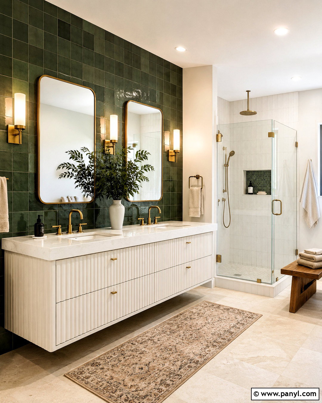 20 Dark Green and White Bathroom Ideas for a Fresh Spa Look