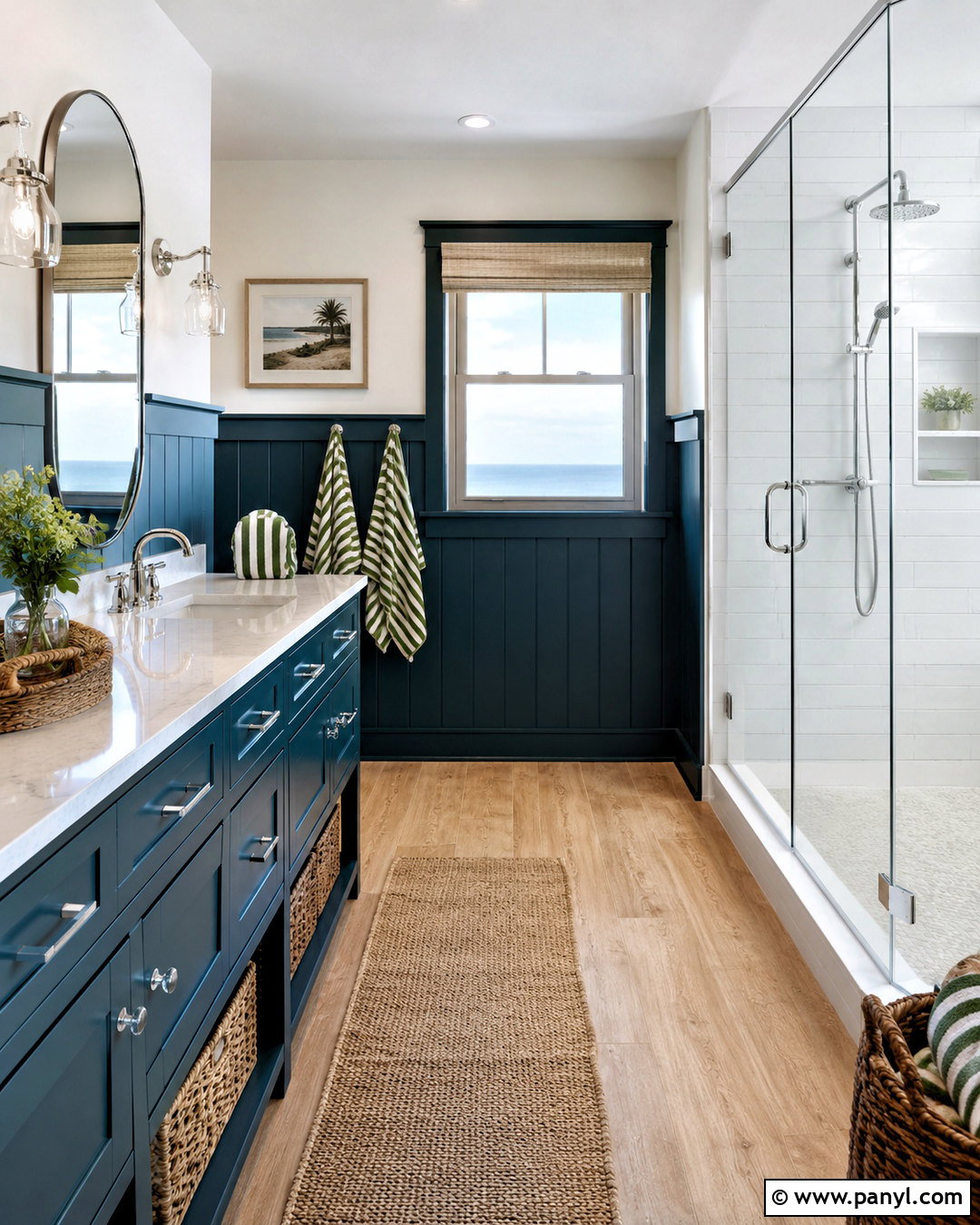Dark Green And White Coastal Bathroom - 20 dark green and white bathroom ideas