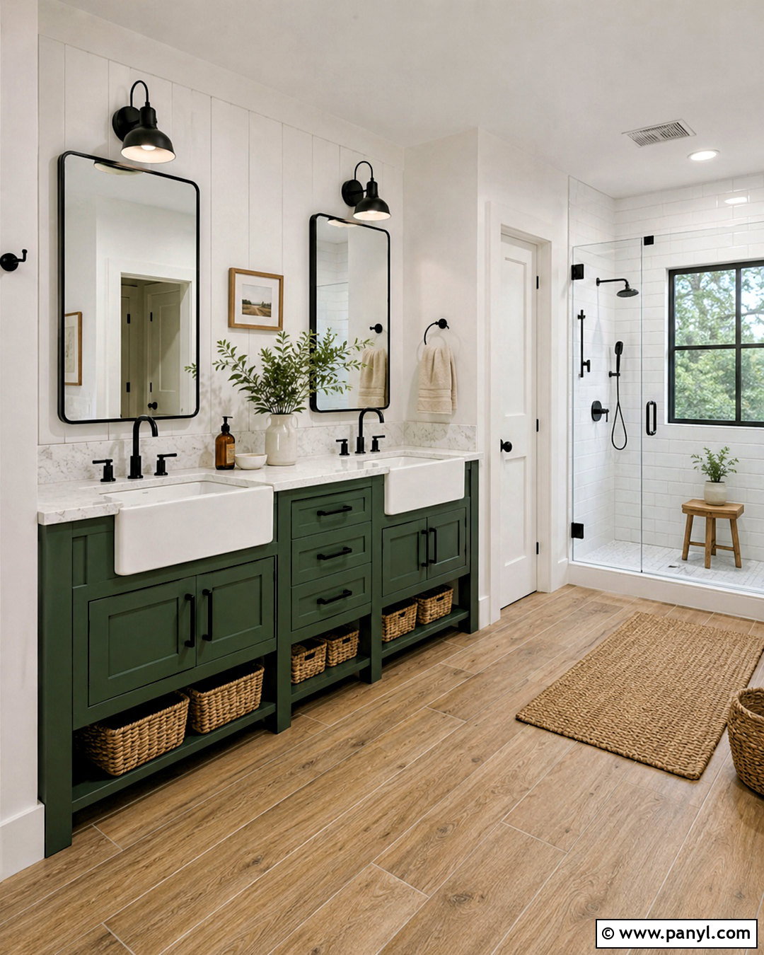 Dark Green And White Farmhouse Bathroom - 20 dark green and white bathroom ideas