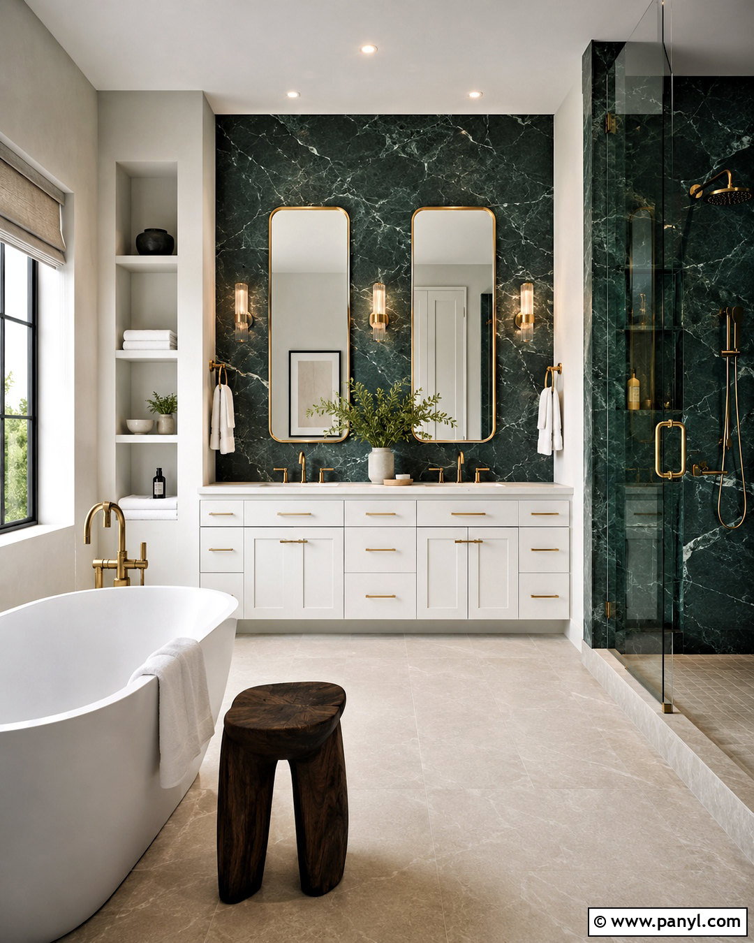 Dark Green And White Marble Bathroom - 20 dark green and white bathroom ideas