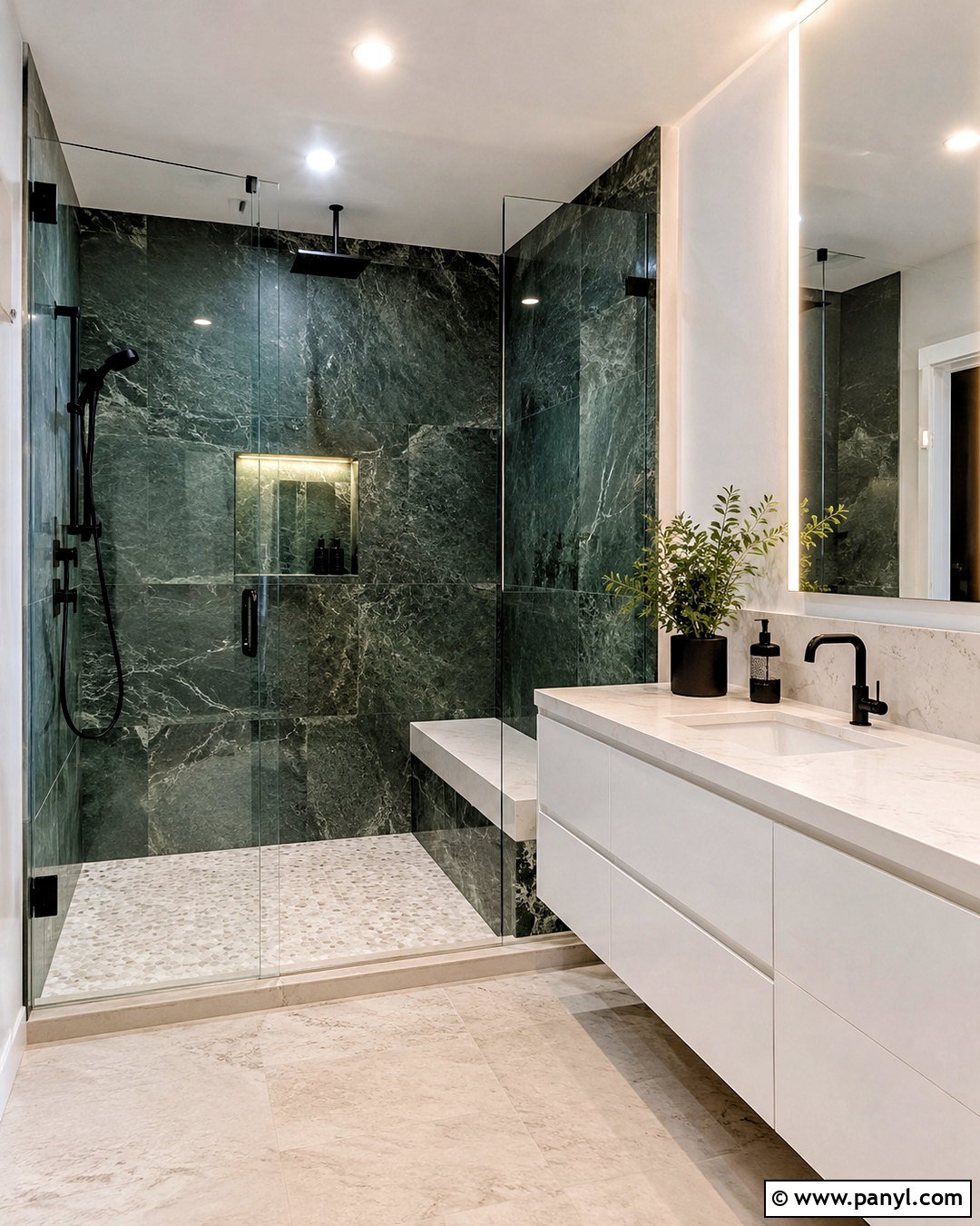 Dark Green And White Shower Bathroom - 20 dark green and white bathroom ideas
