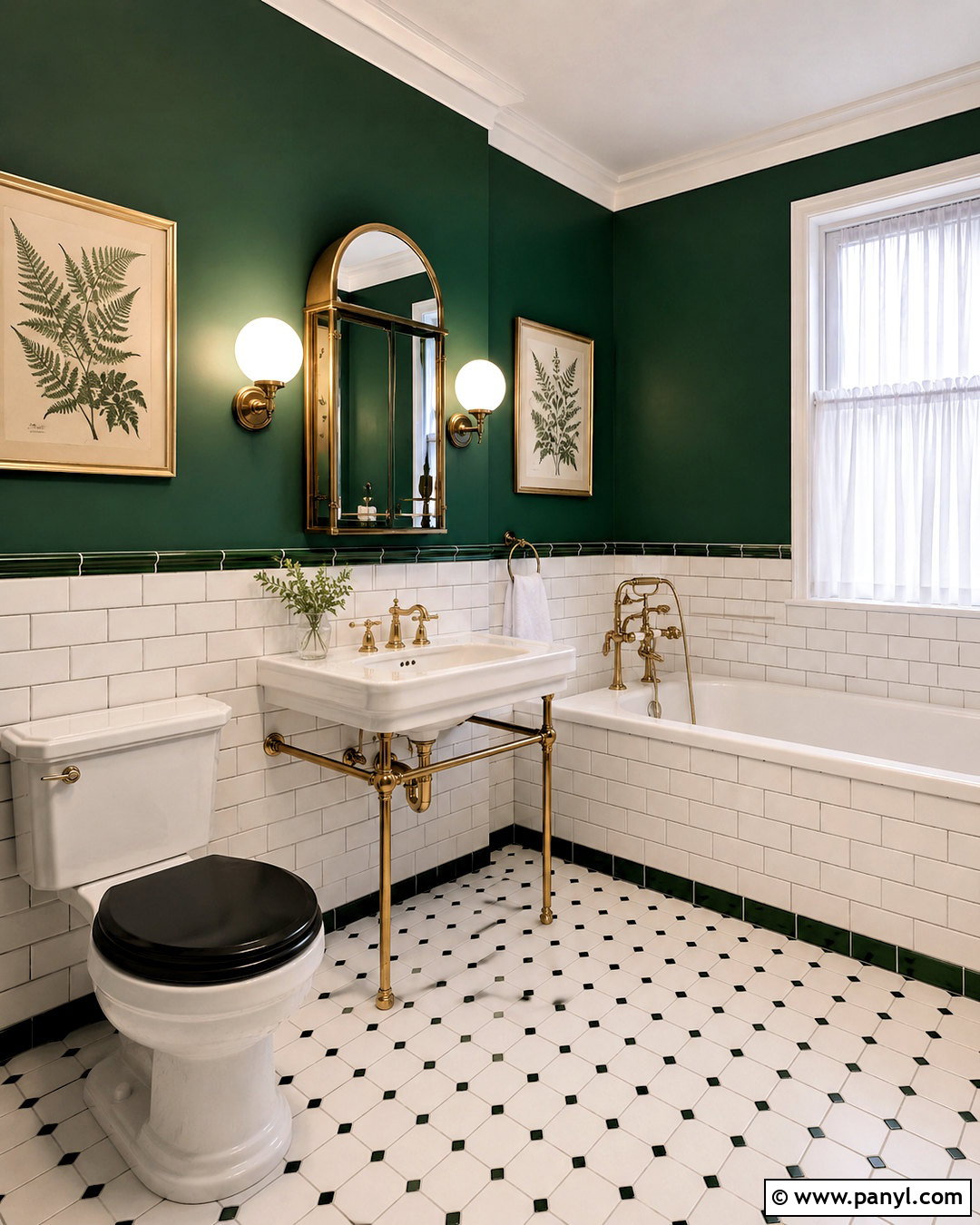 Dark Green And White Vintage Bathroom - 20 dark green and white bathroom ideas