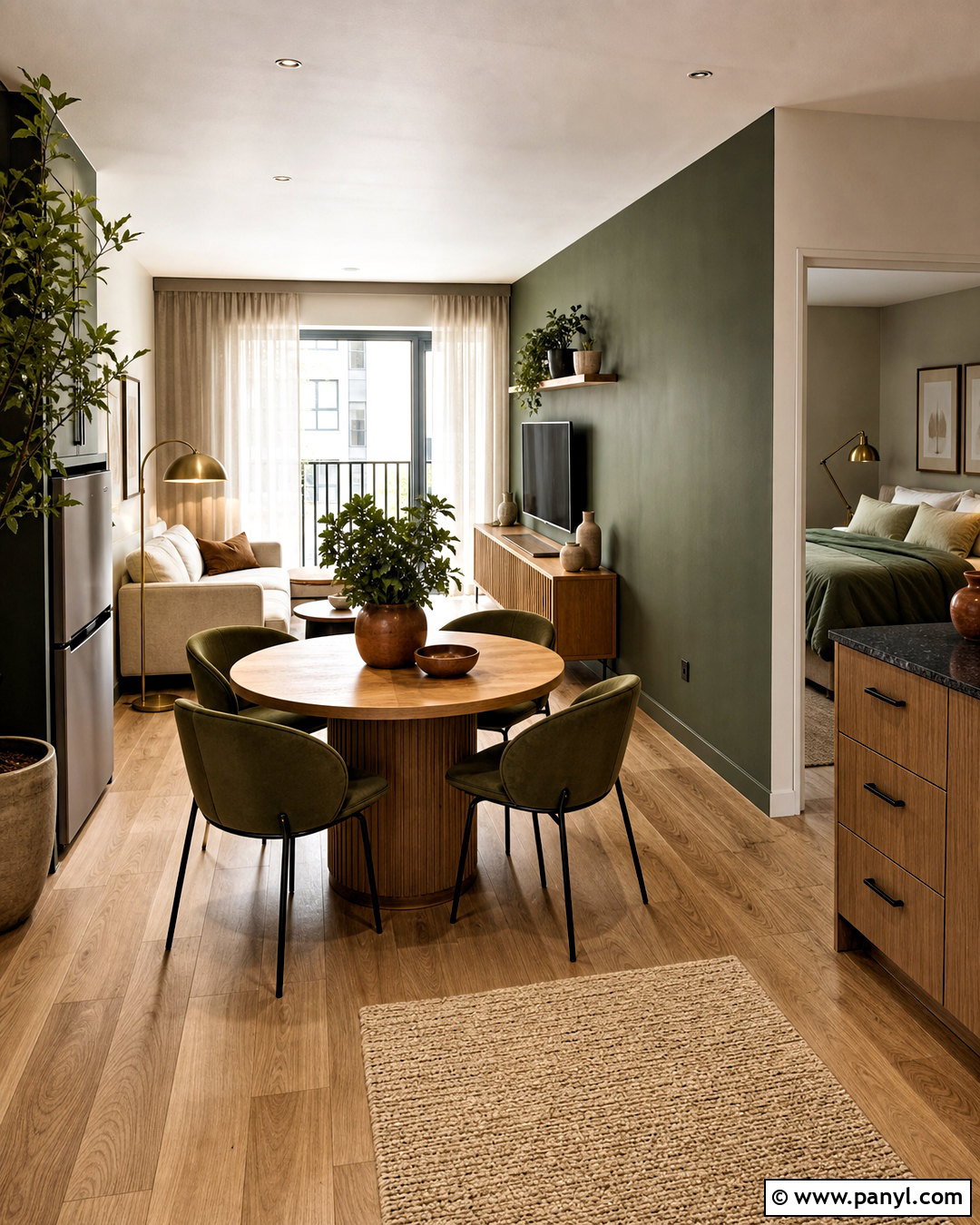Dark Green Apartment With Warm Neutrals - 20 dark green interior design ideas