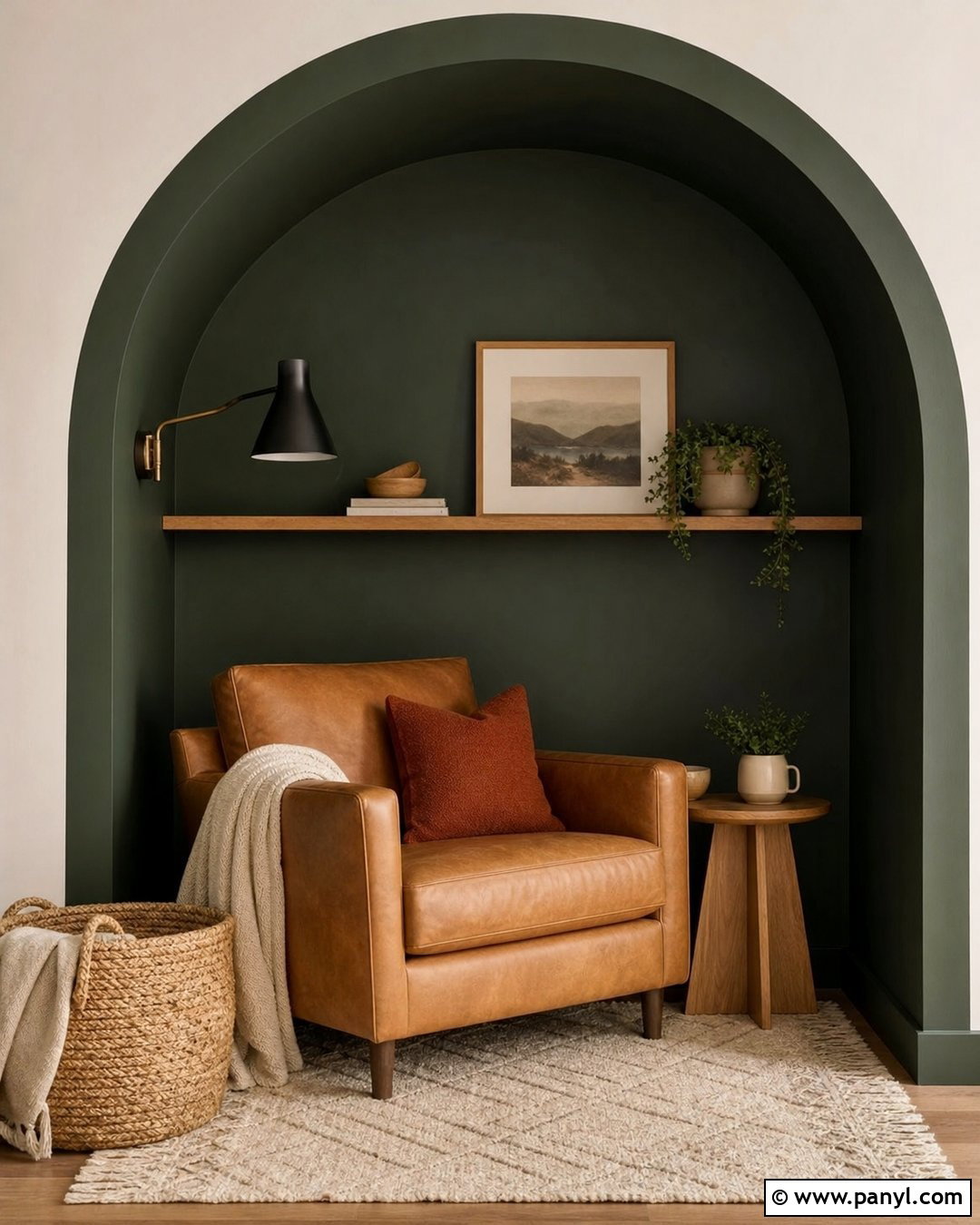 Dark Green Arched Feature Wall - 30 dark green feature wall ideas