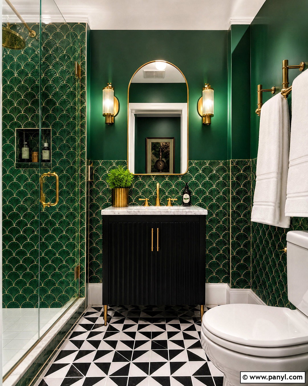 Dark Green Art Deco Bathroom - 20 small dark green bathroom ideas
