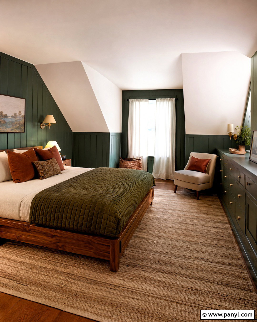 Dark Green Attic Bedroom - 20 dark green walls bedroom ideas
