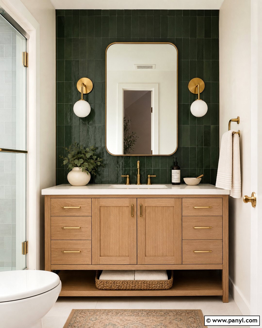 Dark Green Bathroom Feature Wall - 30 dark green feature wall ideas