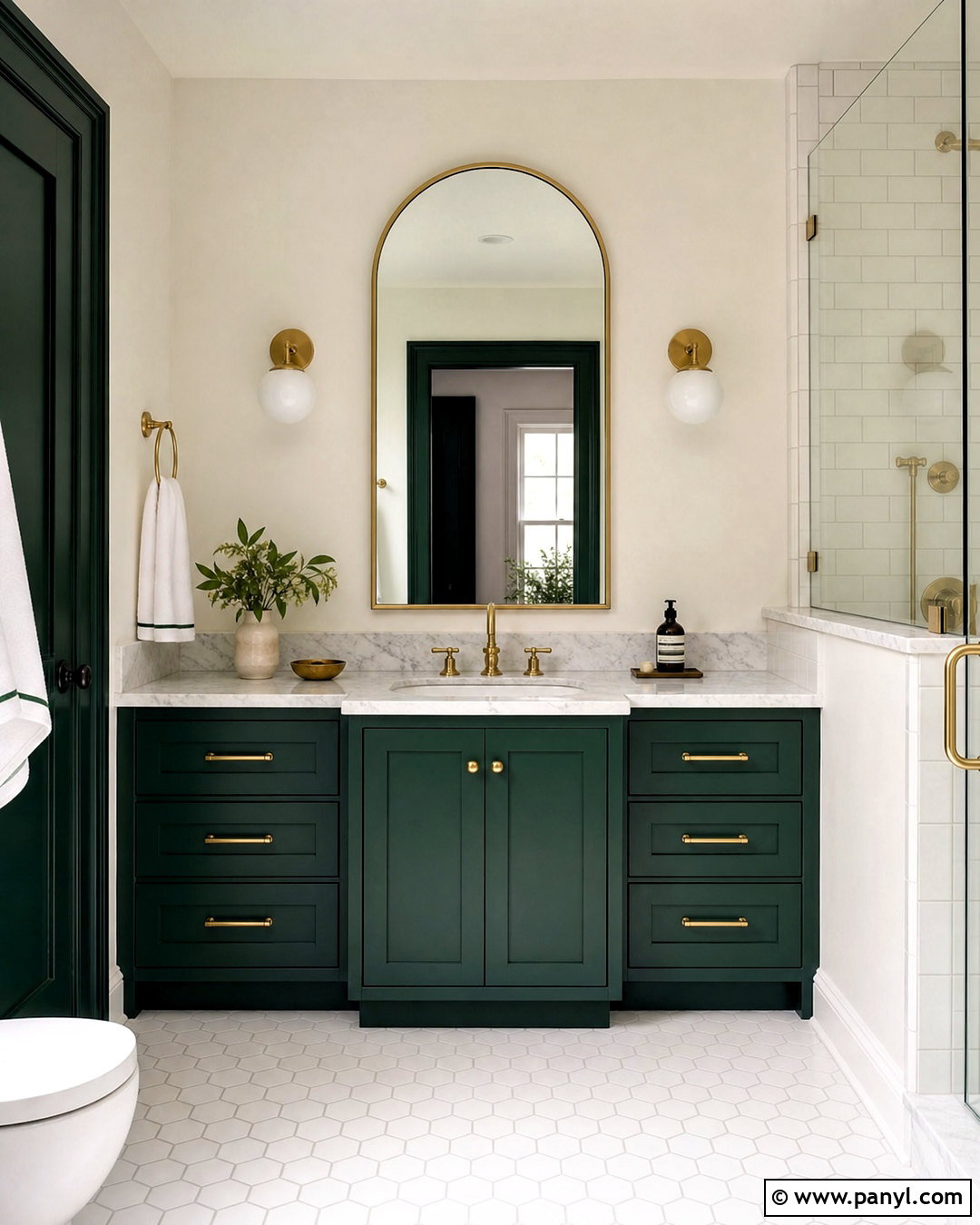 Dark Green Bathroom Vanity With Marble - 20 dark green bathroom ideas