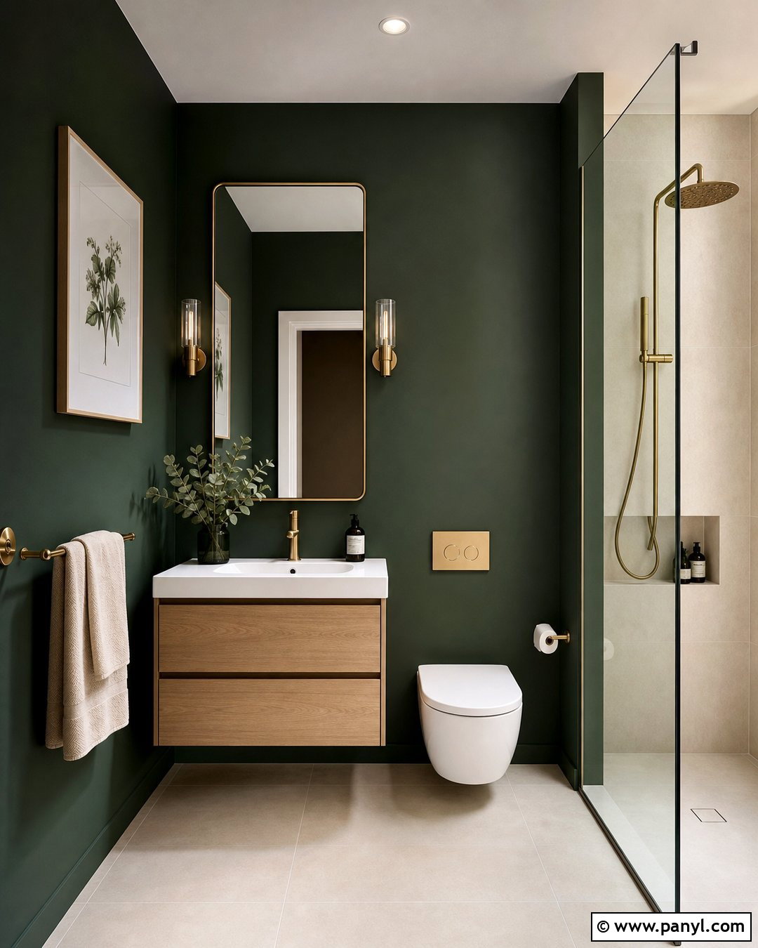 Dark Green Bathroom Walls In A Small Bathroom - 35 dark green bathroom walls