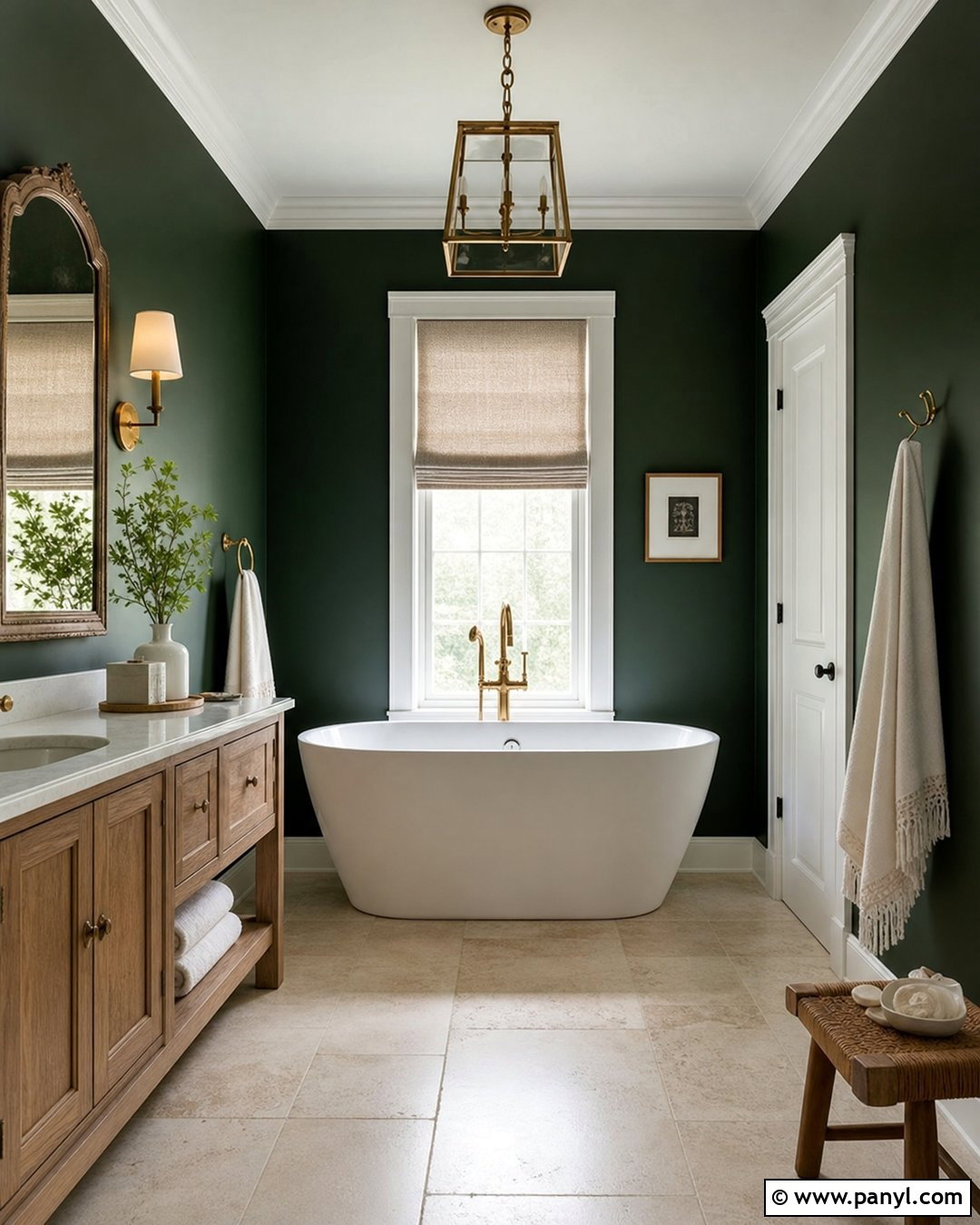 Dark Green Bathroom Walls With A Freestanding Tub - 35 dark green bathroom walls