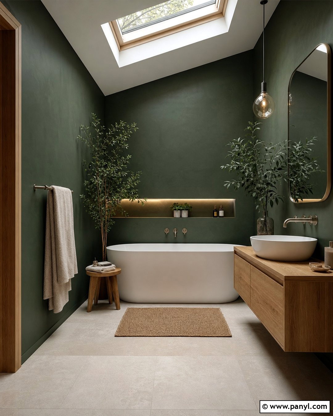 Dark Green Bathroom Walls With A Skylight - 35 dark green bathroom walls