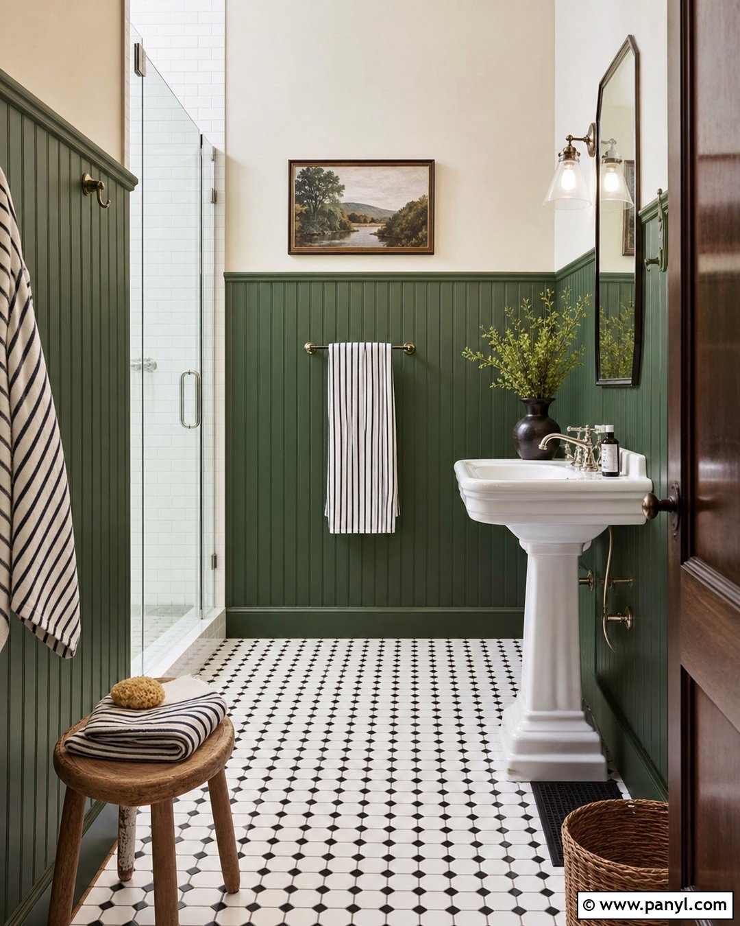 Dark Green Bathroom Walls With Beadboard - 35 dark green bathroom walls