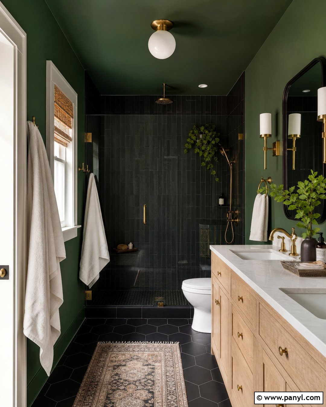 Dark Green Bathroom Walls With Black Tile - 30 Bathroom Dark Walls