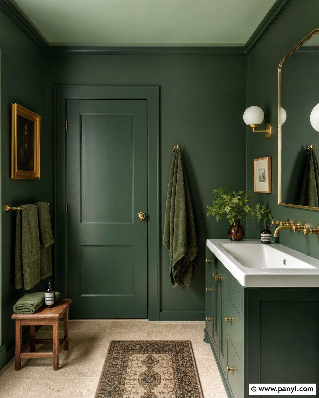 Dark Green Bathroom Walls With Color Drenching - 35 dark green bathroom walls