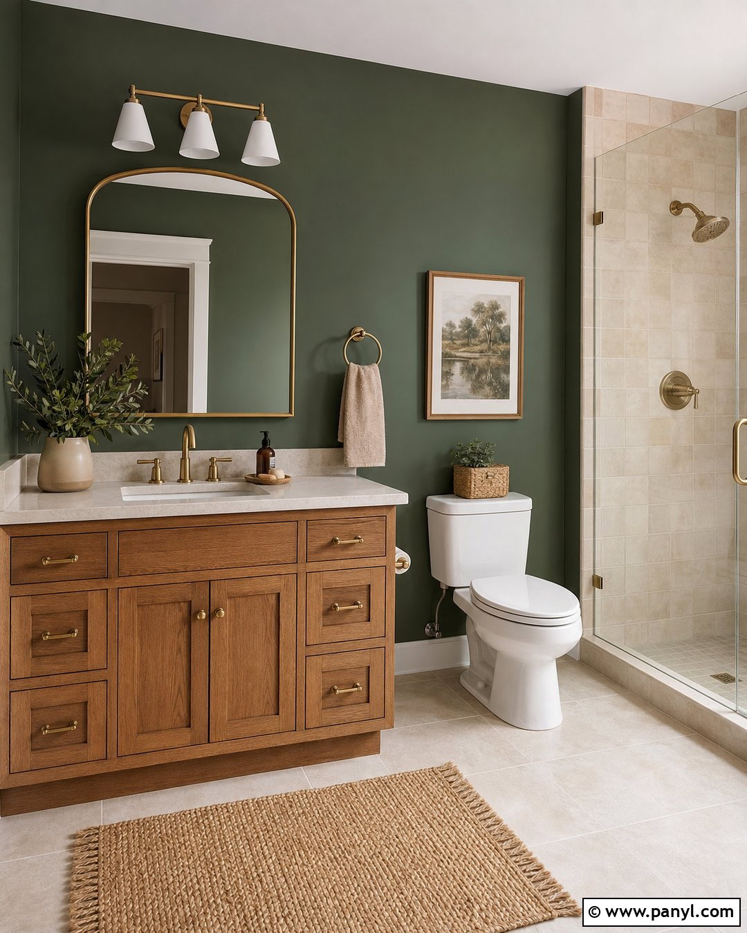 Dark Green Bathroom Walls With Cream Tile - 35 dark green bathroom walls