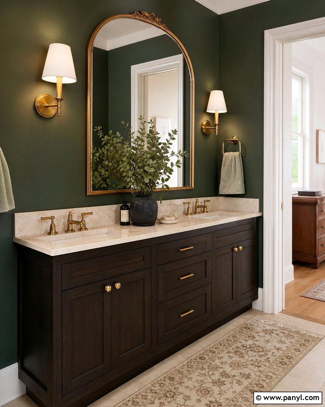 Dark Green Bathroom Walls With Gold Mirror - 35 dark green bathroom walls