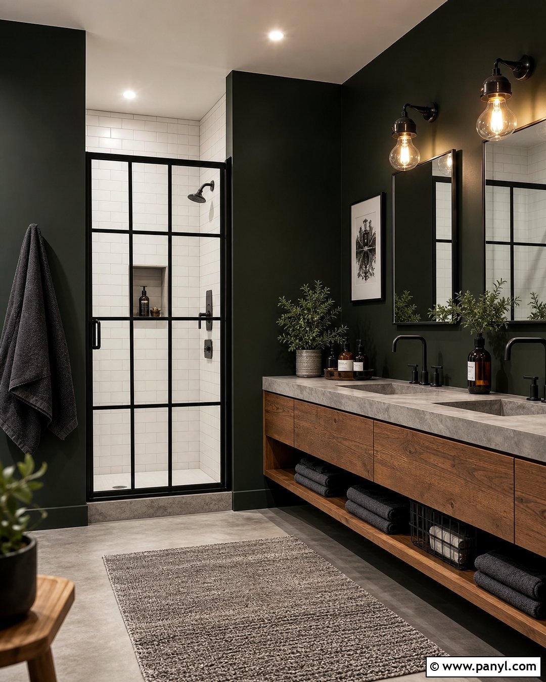 35 Dark Green Bathroom Walls for a Moody Spa-Like Retreat