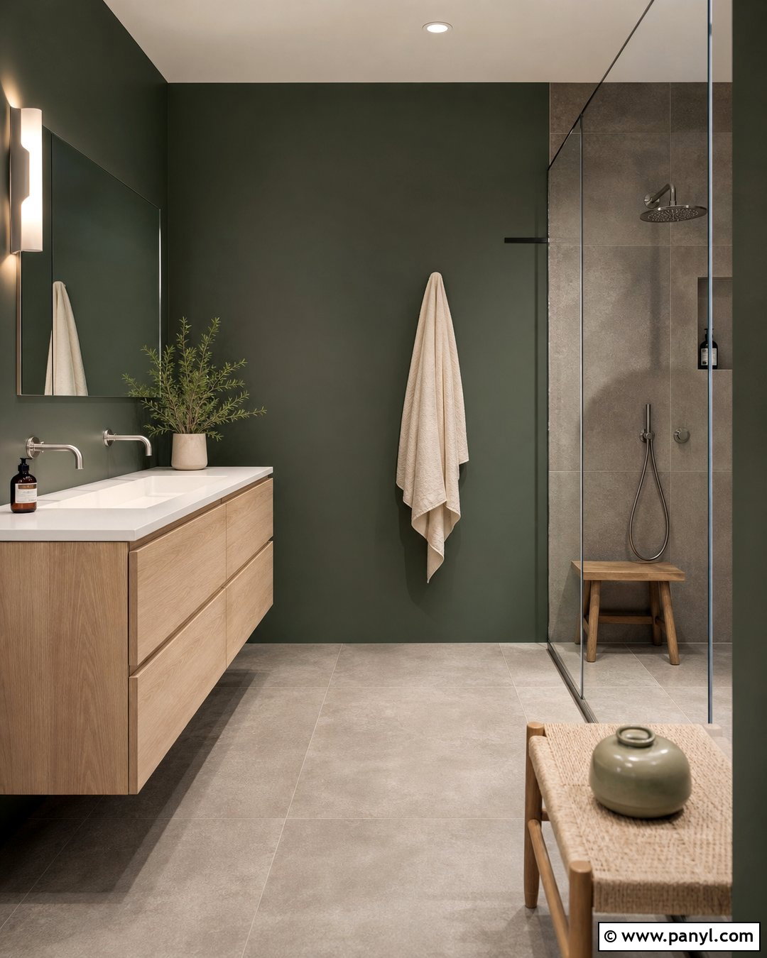 Dark Green Bathroom Walls With Minimal Decor - 35 dark green bathroom walls