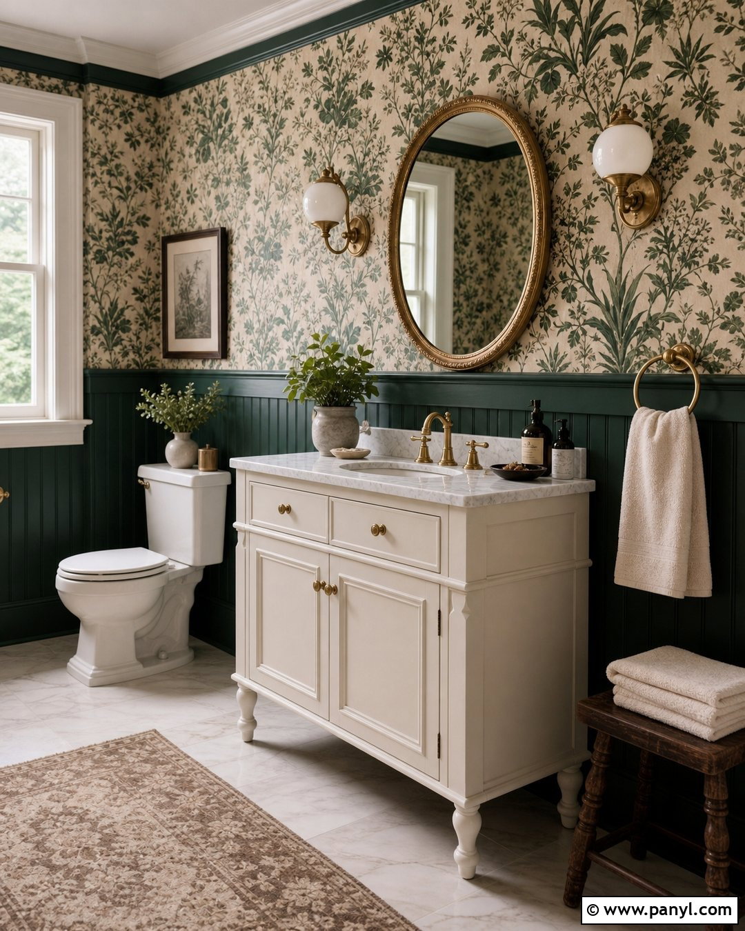 Dark Green Bathroom Walls With Wallpaper - 35 dark green bathroom walls