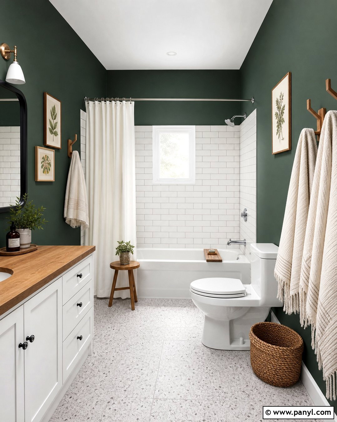 Dark Green Bathroom Walls With White Tile - 35 dark green bathroom walls