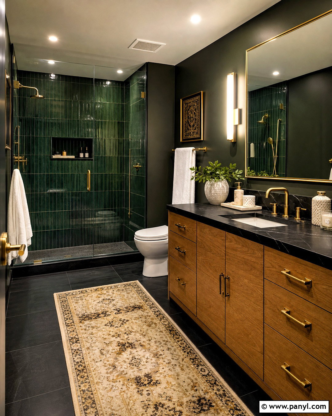 Dark Green Bathroom With Black And Gold - 20 dark green and gold bathroom ideas