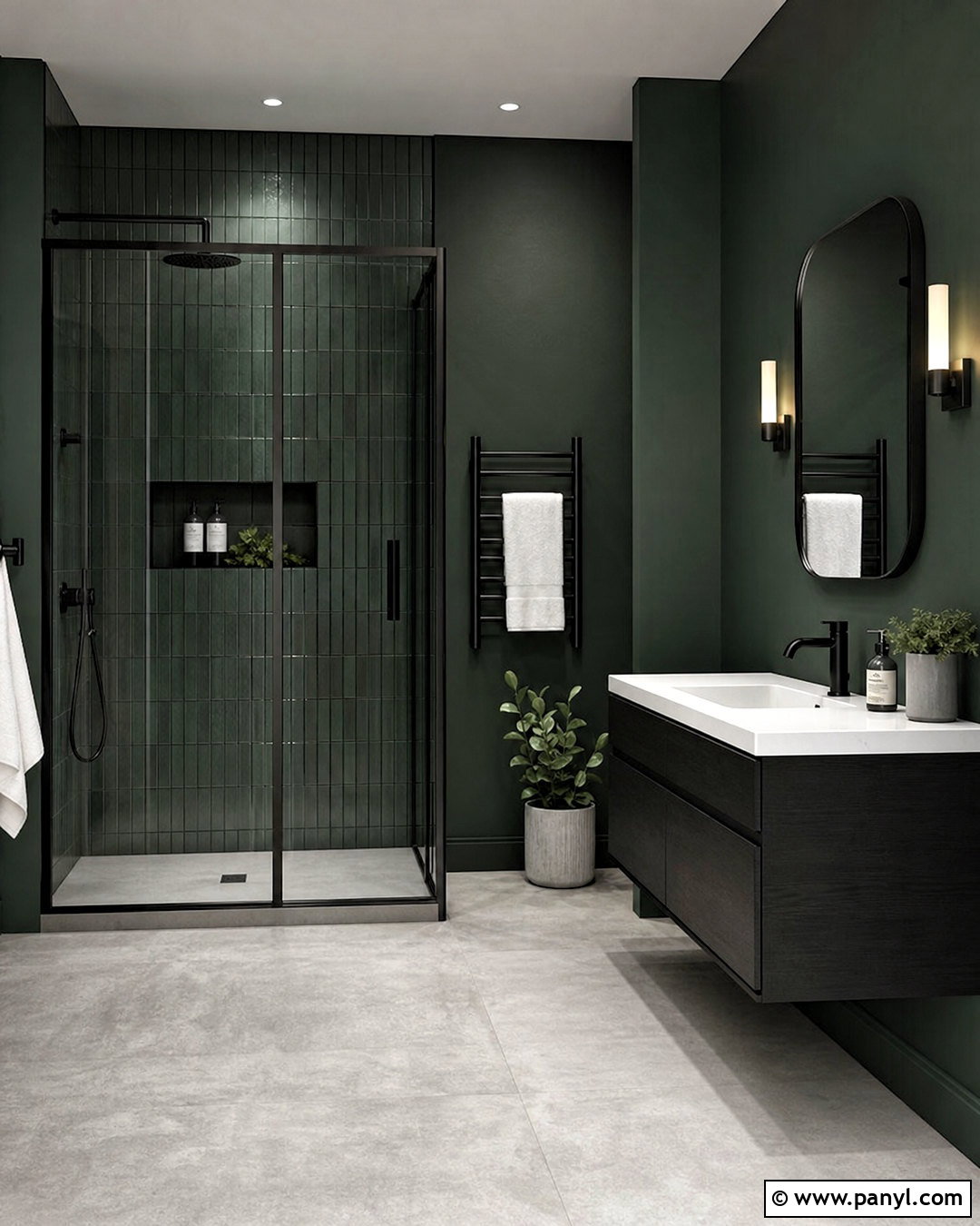 Dark Green Bathroom With Black Fixtures - 20 dark green moody bathroom ideas