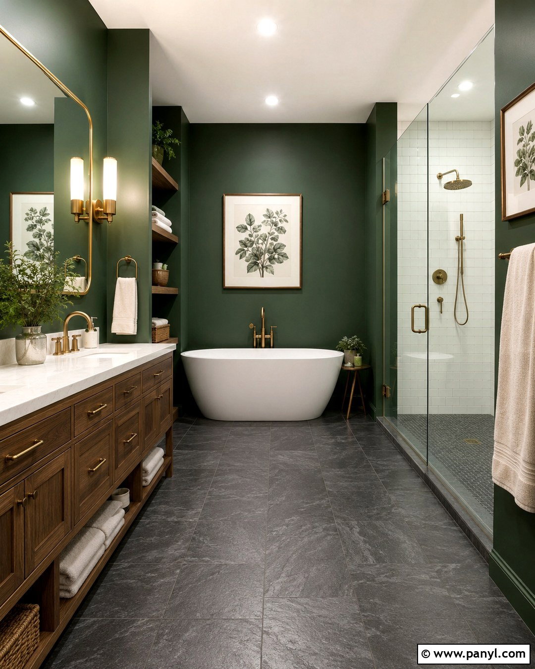 Dark Green Bathroom With Charcoal Grey Floor - 20 Bathroom Green Walls Grey Floor Ideas