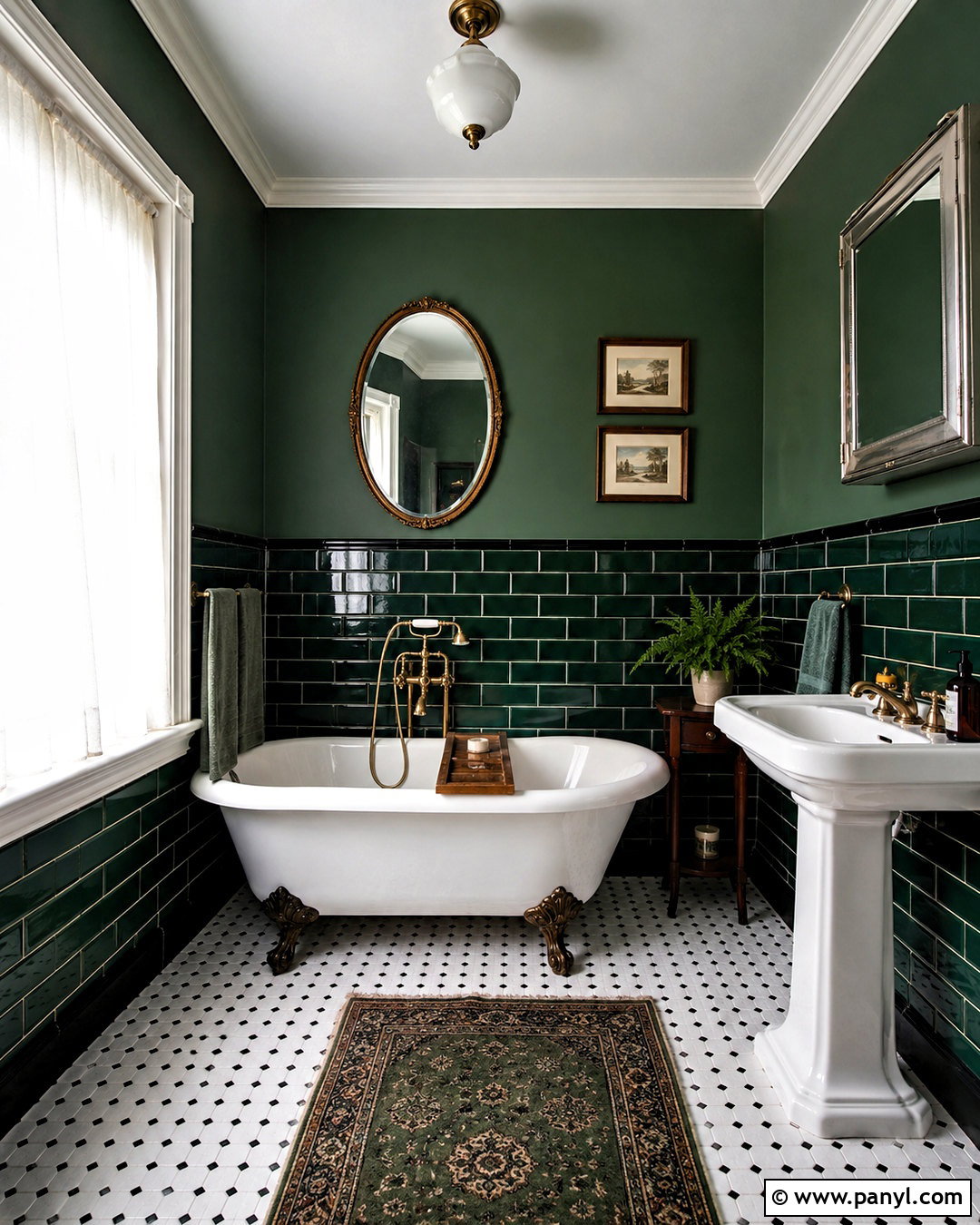 Dark Green Bathroom With Clawfoot Tub - 20 dark green bathroom decor ideas