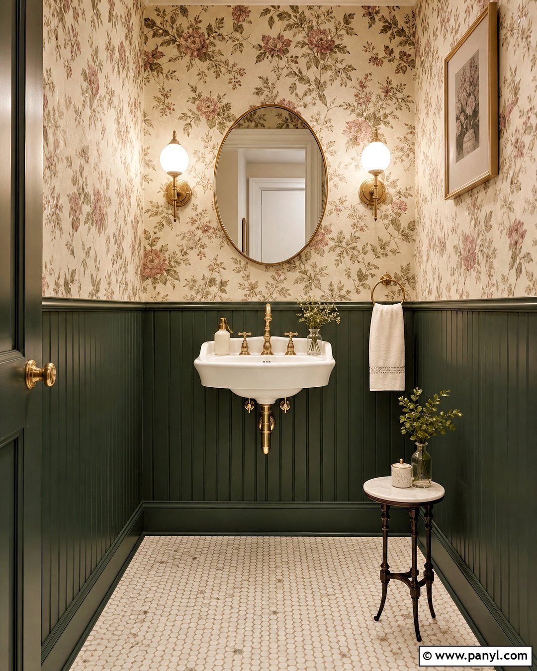 Dark Green Bathroom With Floral Wallpaper - 20 small dark green bathroom ideas