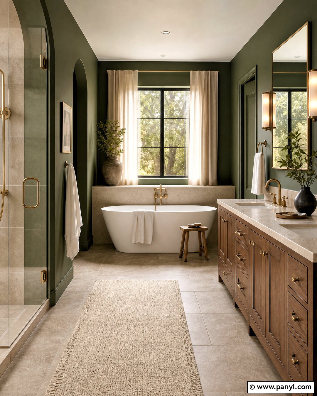 Dark Green Bathroom With Freestanding Tub - 20 dark green moody bathroom ideas
