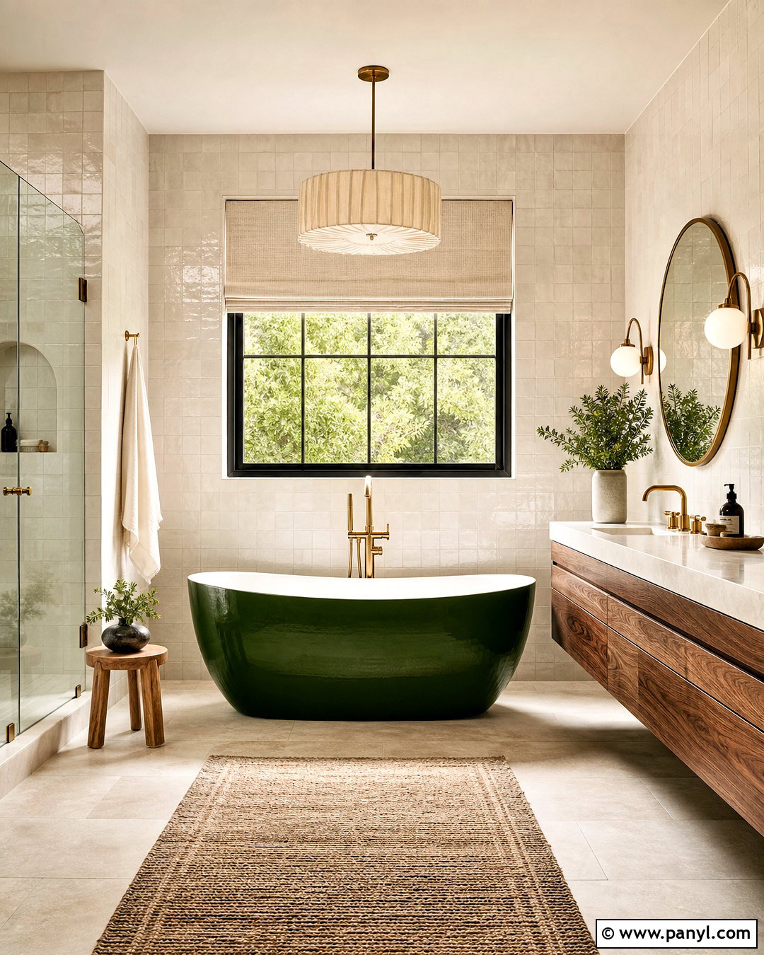 Dark Green Bathroom With Freestanding Tub - 20 dark green bathroom ideas