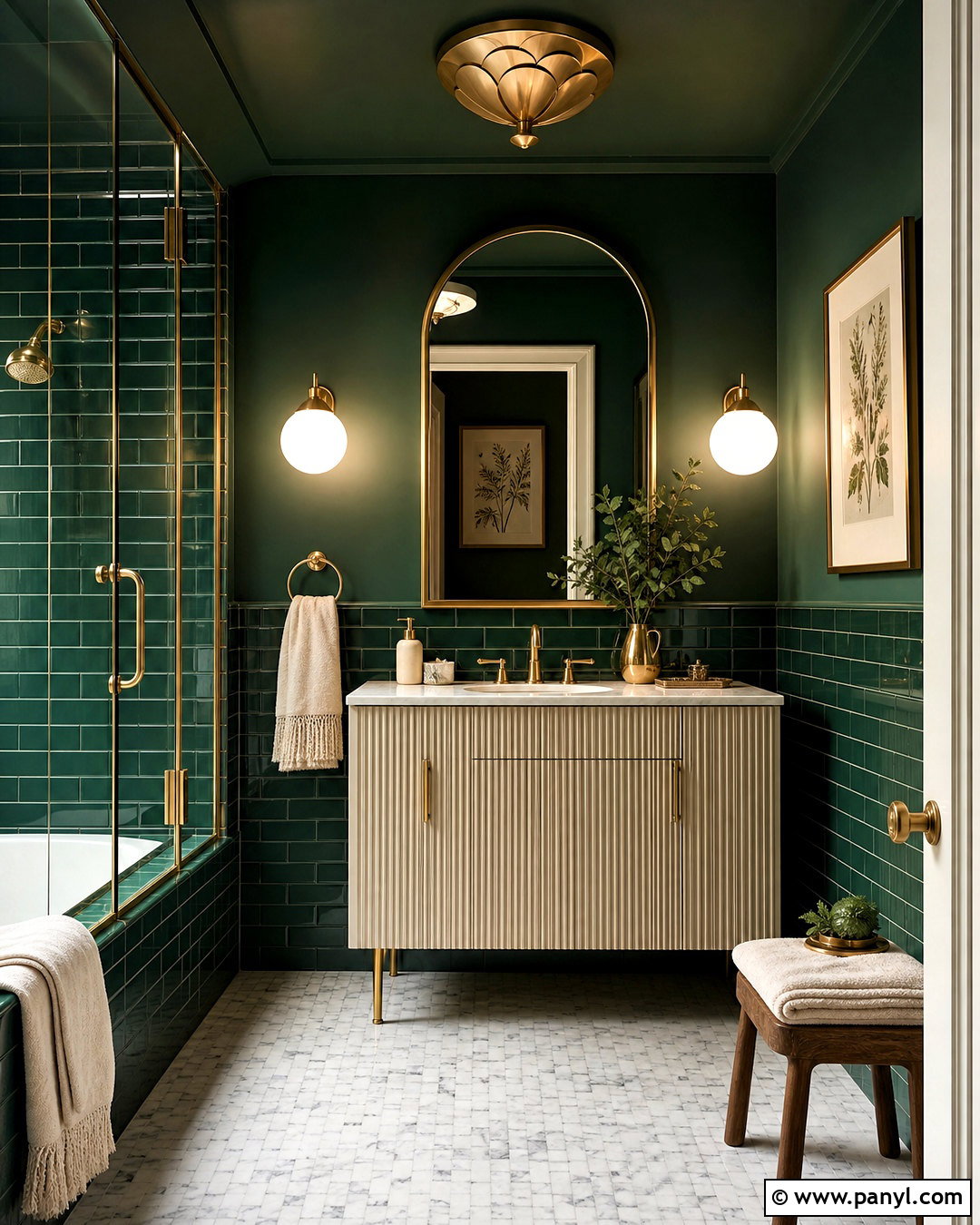 Dark Green Bathroom With Gold Accents - 20 dark green moody bathroom ideas