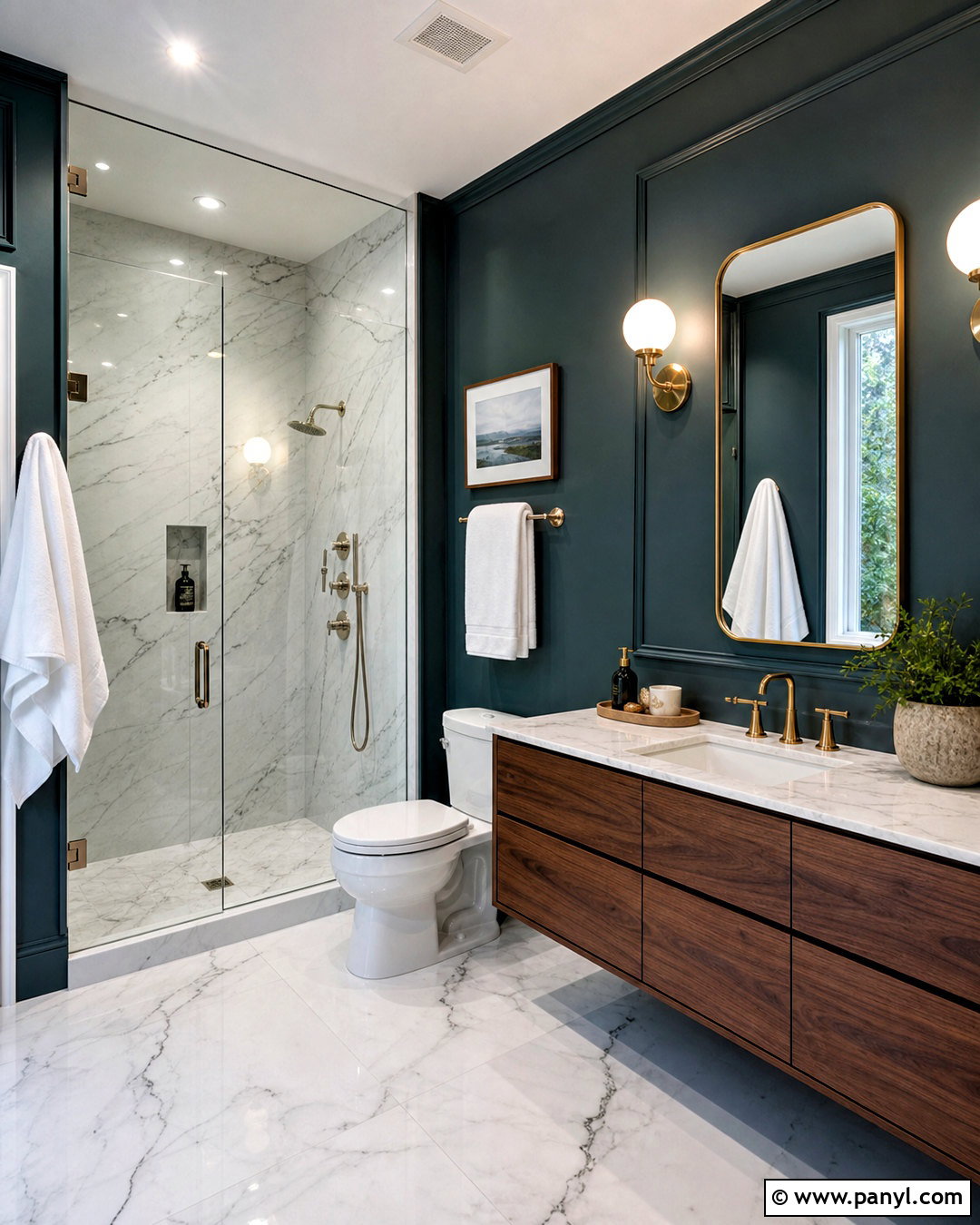 Dark Green Bathroom With Marble Tile - 20 dark green moody bathroom ideas